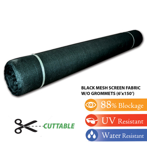 Black 6'x150' Shade Cloth Fabric Roll Windscreen Privacy Screen Sun Cover UV Block (with out grommets) FREE SHIPPING
