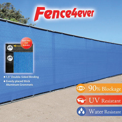 Blue 8'x50' Fence Screen 90% visibility blockage (aluminum grommets) FREE SHIPPING / FREE ZIP TIES