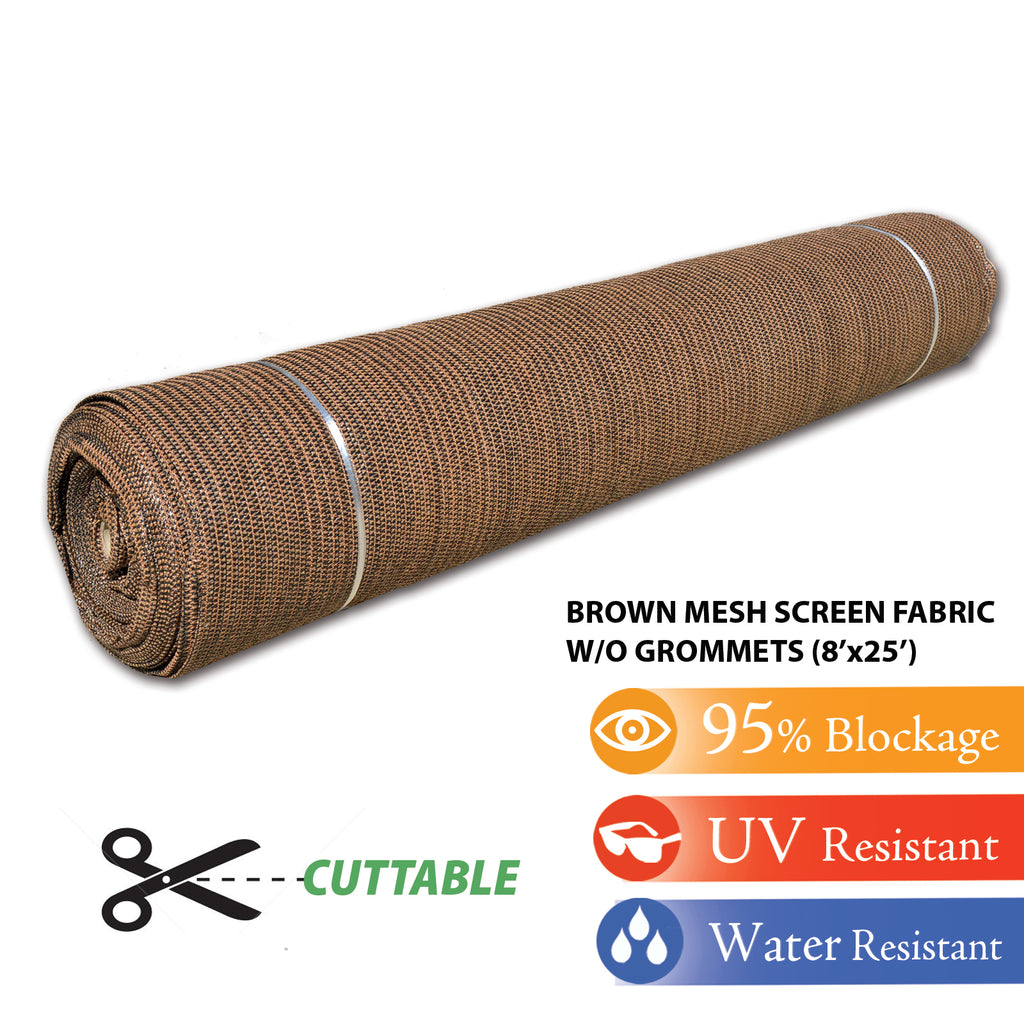 Brown 8'x25' Shade Cloth Fabric Fence Windscreen Sun Screen roll