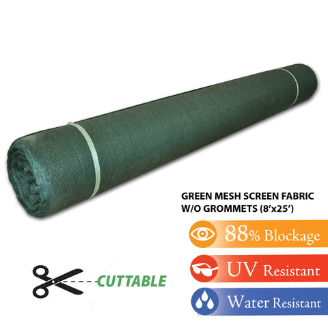 Green 8'x25' Shade Cloth Fabric Roll Windscreen Privacy Screen Sun Cover UV Block (with out grommets) FREE SHIPPING